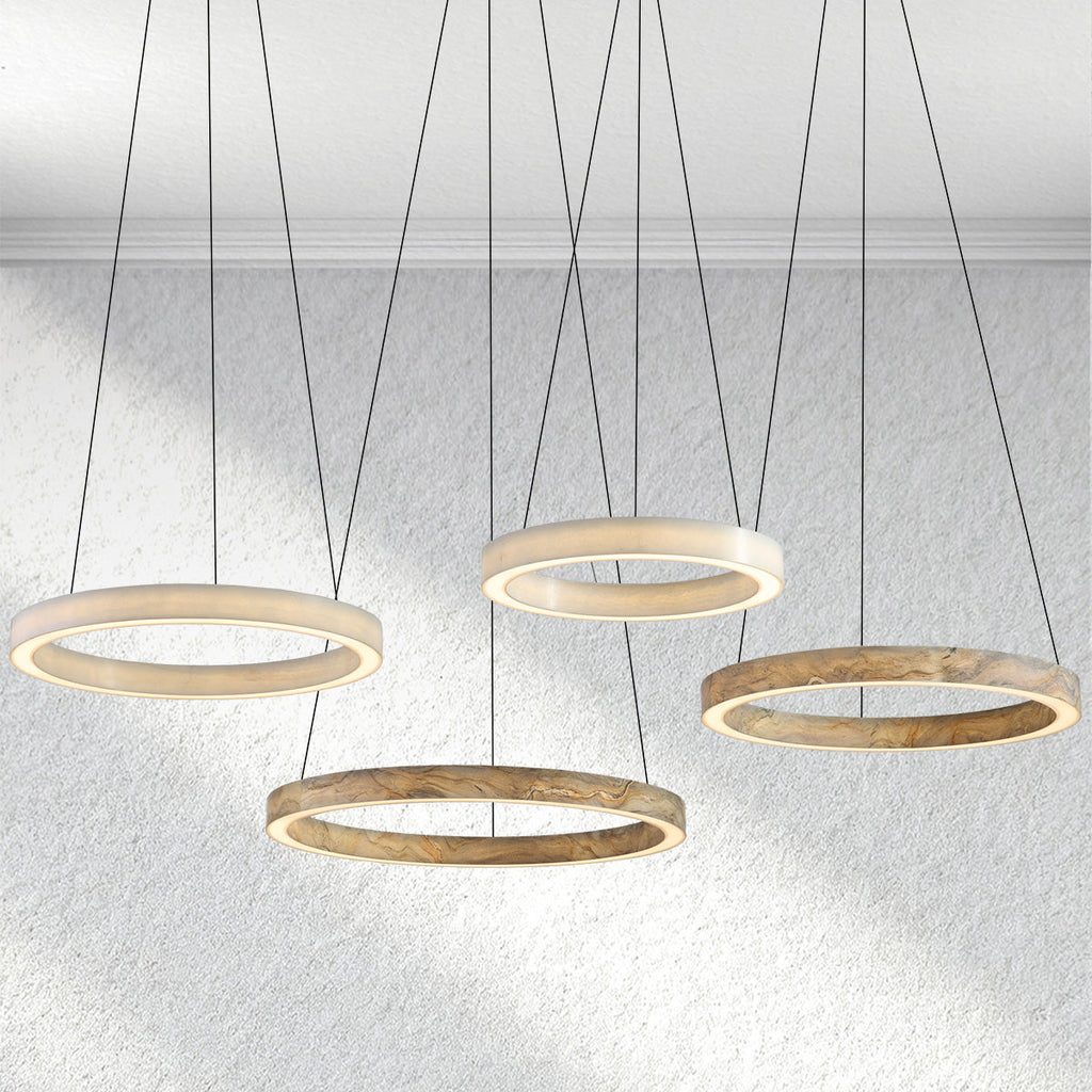 furnlume Alabaster StoneGlow Round Chandelier