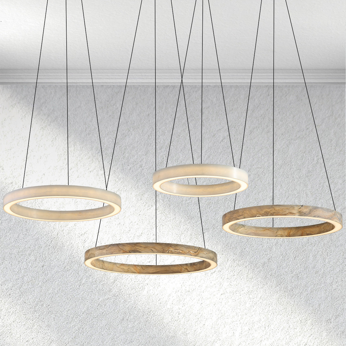 furnlume Alabaster StoneGlow Round Chandelier