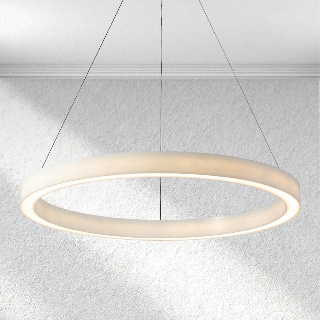 furnlume Alabaster StoneGlow Round Chandelier