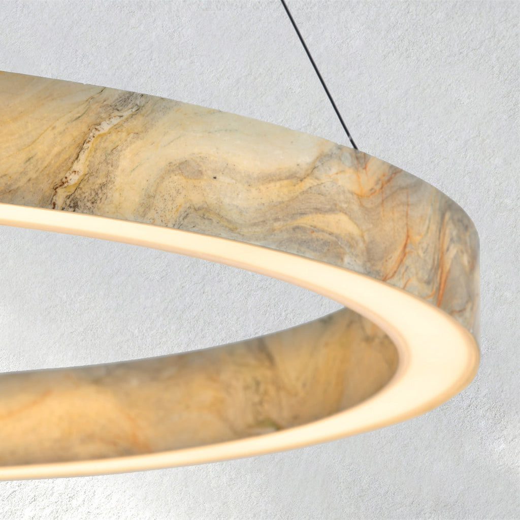 furnlume Alabaster StoneGlow Round Chandelier