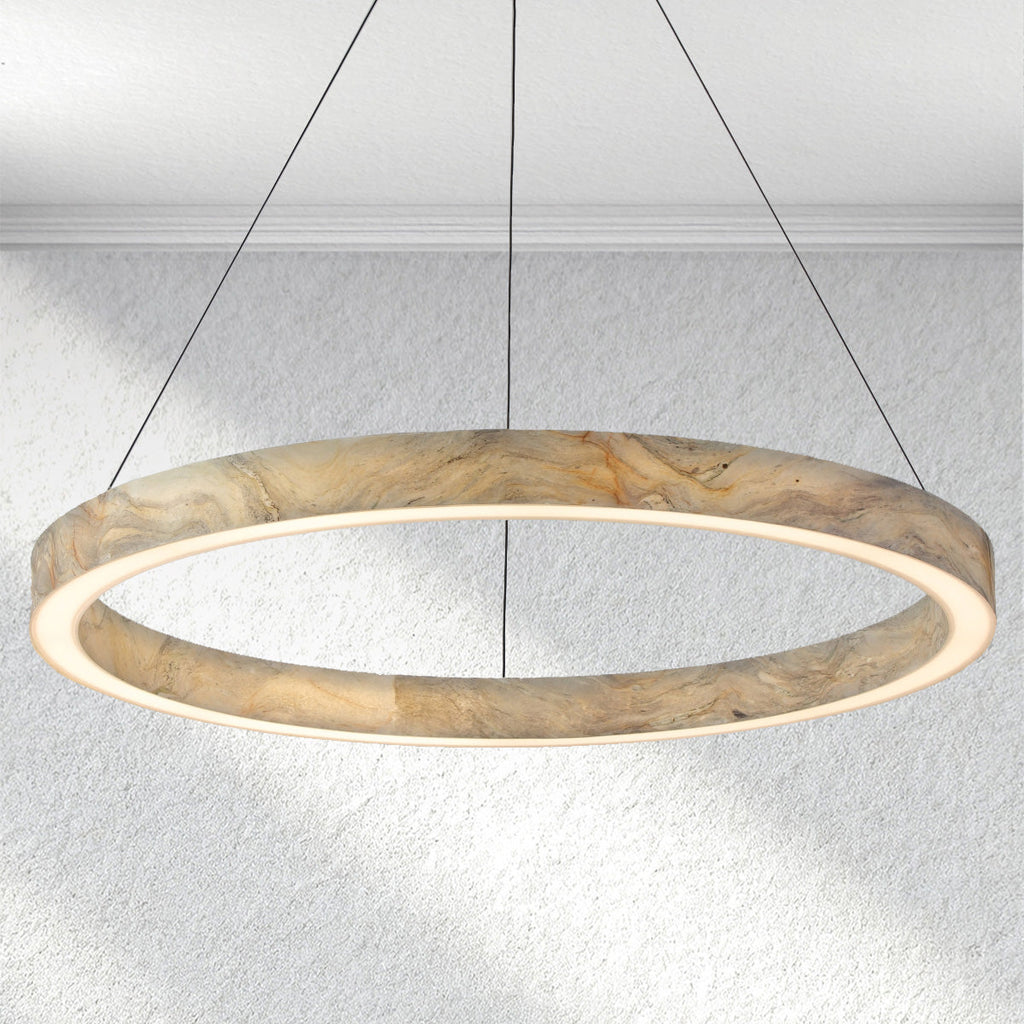 furnlume Alabaster StoneGlow Round Chandelier
