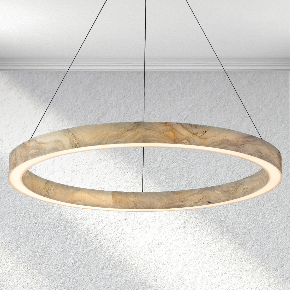 furnlume Alabaster StoneGlow Round Chandelier