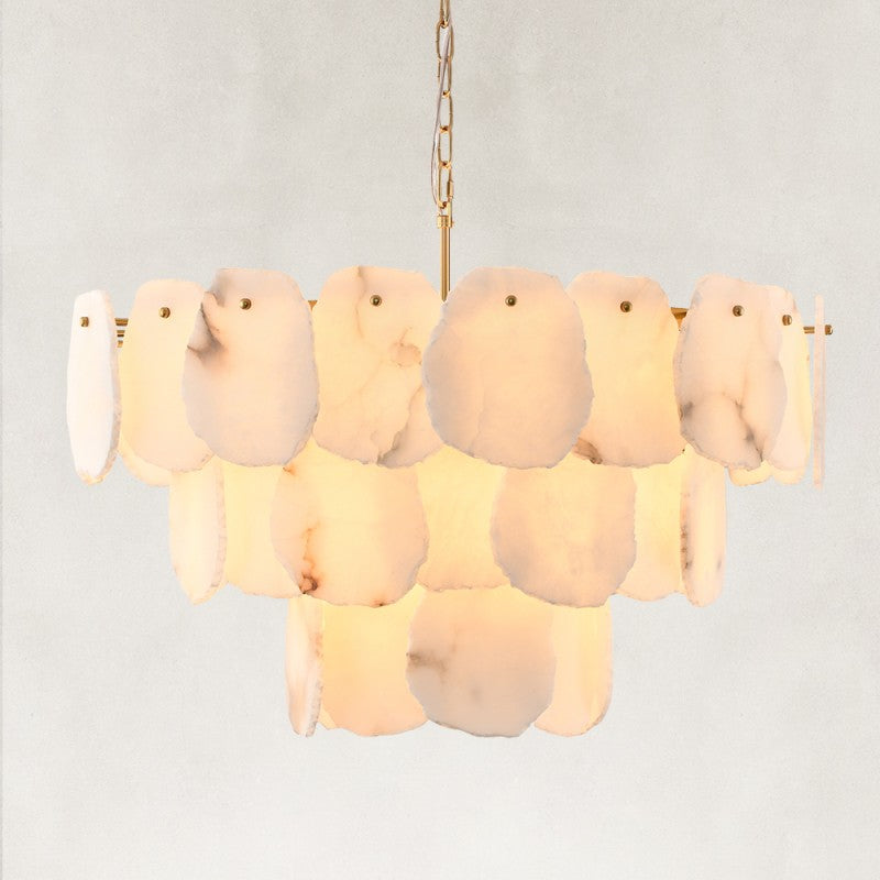 Mira Alabaster Multi-Tier Round Chandelier 32"D