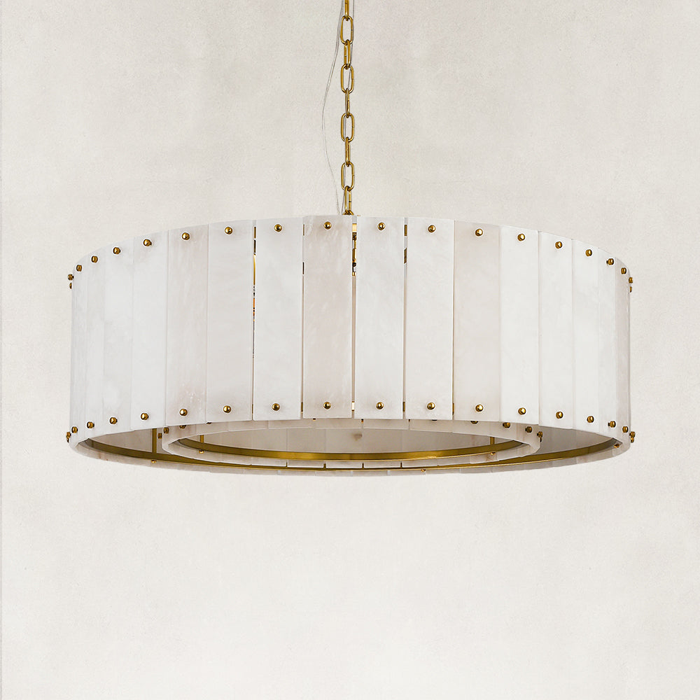 Solara Alabaster Round Chandelier 32"
