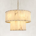 Solara Alabaster 2-Tier Round Chandelier 24"