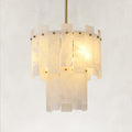 Solara Alabaster 2-Tier Round Pendant 13"