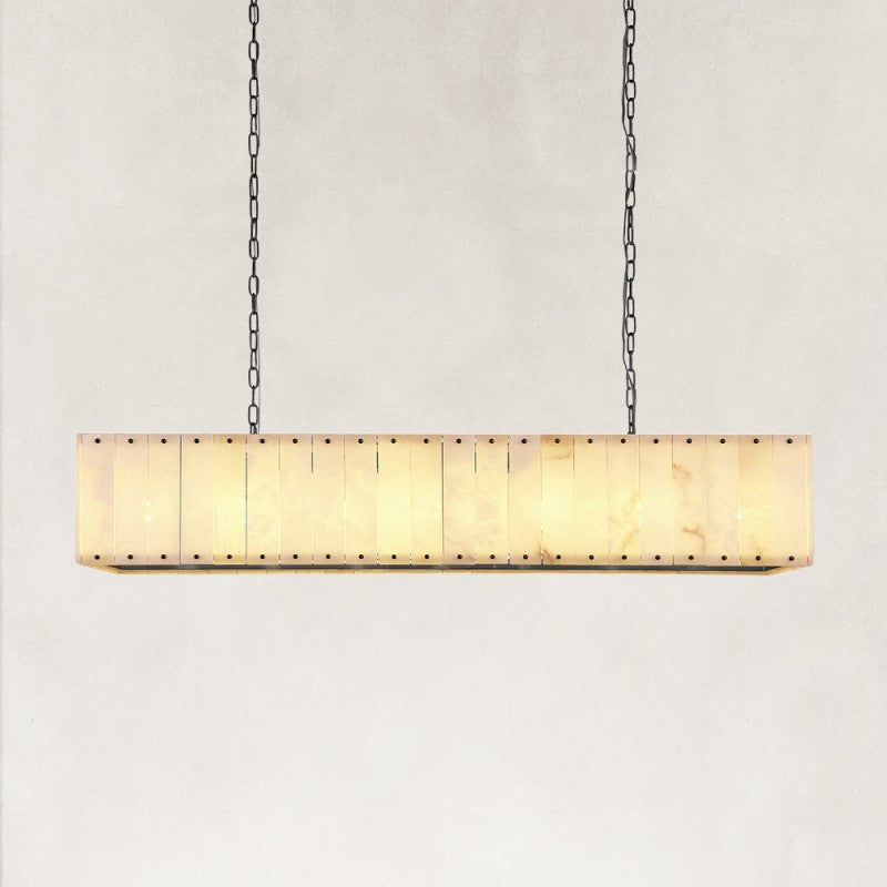 Solara Alabaster Rectangular Chandelier 55"